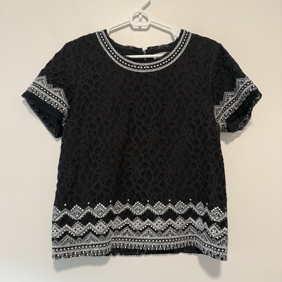 Sea NY Tops - Sea New York Black Lace Short Sleeve‎ Blouse Size 6